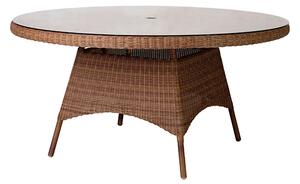 Sanmo Outdoor Round 1500mm Glass Top Dining Table In Red Pine