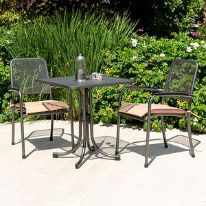 Prats Outdoor Square Bistro Table With 2 Armchairs In Ochre