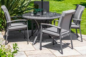 Thirsk Outdoor Dining Set With 4 Armchairs In Graphite Grey