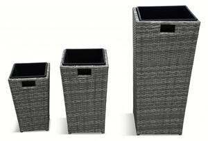 Meltan Outdoor Set Of 3 Planters In Pebble Grey