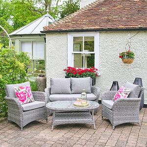 Meltan Outdoor Lounge Set With Coffee Table In Pebble Grey