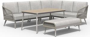 Seras Modular Dining Set With Footstool In Mottled Sand