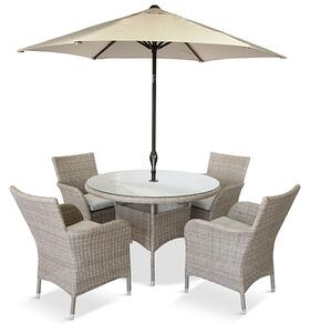 Meltan 4 Seater Dining Set With 2.2M Parasol In Sand