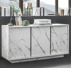 Corvi Wooden Sideboard In White Marble Effect With 3 Doors