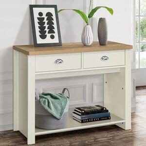 Highland Wooden Console Table With 2 Drawers In Cream And Oak