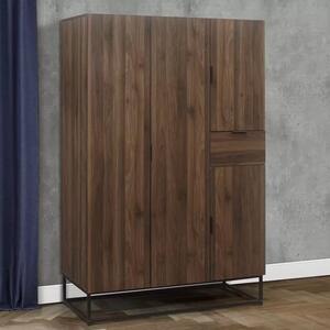 Huston Wooden Wardrobe With 4 Doors In Walnut