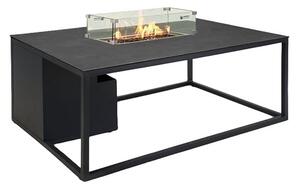 Flitwick Glass Low Lounge Dining Table With Firepit In Charcoal