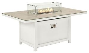 Boston Outdoor Glass Lounge Table With Firepit In Matt Stone