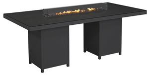 Flitwick 200cm Glass Dining Table With Firepit In Matt Slate