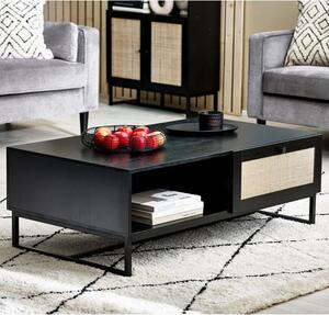 Pabla Wooden Coffee Table With 2 Drawers In Black