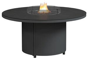 Flitwick Round 150cm Glass Dining Table With Firepit In Matt Slate