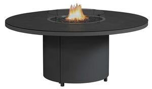 Flitwick Round 180cm Glass Dining Table With Firepit In Matt Slate