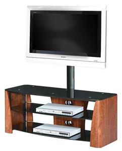 Arya Wooden TV Stand With Black Glass Shelf In Walnut