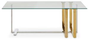 Alicante Clear Glass Coffee Table With Gold And Silver Legs