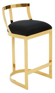 Ambon Black Velvet Bar Chair With Gold Metal Legs