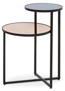 Cusco Smoked Mirror Glass Side Table With Black Metal Frame