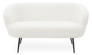 Yurga Fabric 2 Seater Sofa In Plush White With Black Legs