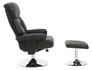 Dumai PU Leather Recliner Chair With Footstool In Black