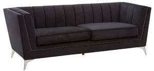 Hefei Velvet 3 Seater Sofa With Chrome Metal Legs In Black