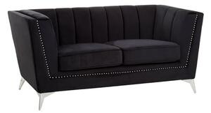 Hefei Velvet 2 Seater Sofa With Chrome Metal Legs In Black