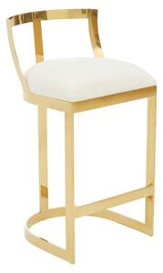 Azaltro Ivory Velvet Bar Chair With Gold Steel Frame