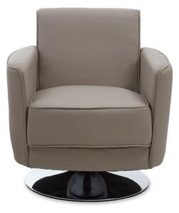 Wuxue Leather Effect Lounge Chair In Grey With Chrome Base