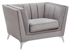 Hefei Velvet 1 Seater Sofa With Chrome Metal Legs In Grey