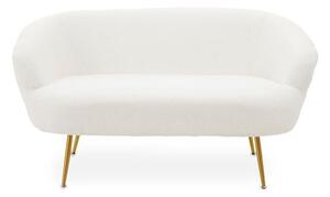 Yurga Fabric 2 Seater Sofa In Plush White With Gold Legs