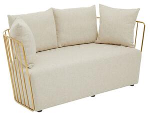 Azaltro Fabric 2 Seater Sofa With Gold Steel Frame In Natural