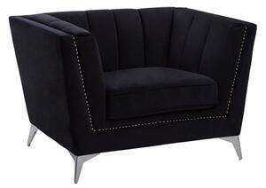 Hefei Velvet 1 Seater Sofa With Chrome Metal Legs In Black