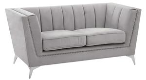 Hefei Velvet 2 Seater Sofa With Chrome Metal Legs In Grey