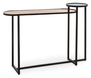 Cusco Smoked Mirror Glass Console Table With Black Metal Frame