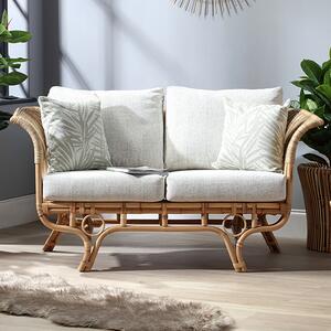 Benoni Rattan 2 Seater Sofa With Pebble Seat Cushion