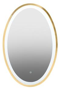 Agadir Oval Illuminated Bathroom Mirror In Gold Frame