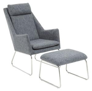 Azaltro Fabric Bedroom Chair With Footstool In Grey