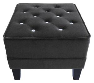 Chesterfield Footstool In Black Velvet With Diamante