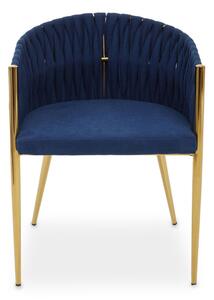 Gdynia Fabric Dining Chair With Gold Frame In Blue