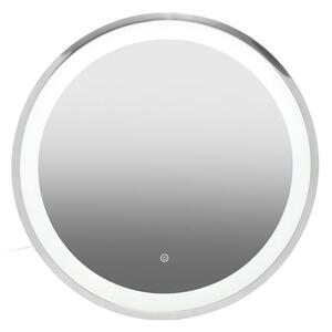 Agadir Round Illuminated Bathroom Mirror In Silver Frame