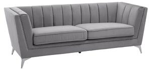 Hefei Velvet 3 Seater Sofa With Chrome Metal Legs In Grey