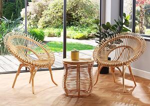 Rybnik Rattan Bistro Set With 2 Suzano Natural Chairs