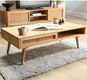 Mixco Wooden Coffee Table With Open Shelf And 1 Drawer In Natural