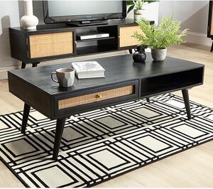 Mixco Wooden Coffee Table With Open Shelf And 1 Drawer In Black