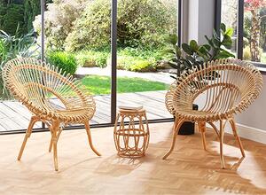 Bissau Rattan Bistro Set With 2 Suzano Natural Chairs