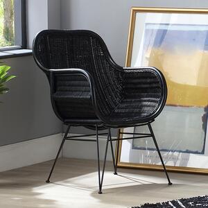 Puqi Occasional Rattan Armchair In Black