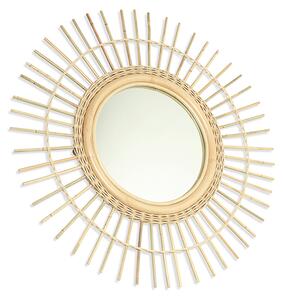 Batna Vintage Round Wall Mirror In Natural Rattan Frame