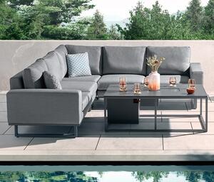 Arica Fabric Lounge Set And Firepit Coffee Table In Grey