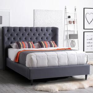 Mallor Tactile Fabric Double Bed In Grey