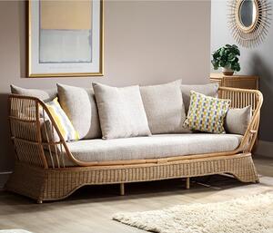 Patnos Rattan Day Bed With Blush Tweed Fabric Seat Cushion