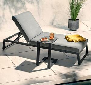 Arica Sunbrella Fabric Sun Lounger And Drinks Table In Grey