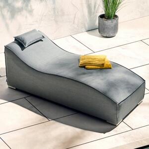 Arica Outdoor Sunbrella Fabric Wave Sun Lounger In Grey